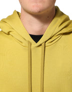 Dolce & Gabbana - Yellow Logo Cotton Hooded Sweatshirt Sweater