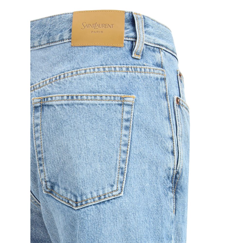 Saint Laurent - Light Blue Cotton Straight-Leg Jeans