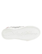 Dolce & Gabbana - White Leather Graffiti Low Top Sneakers Shoes