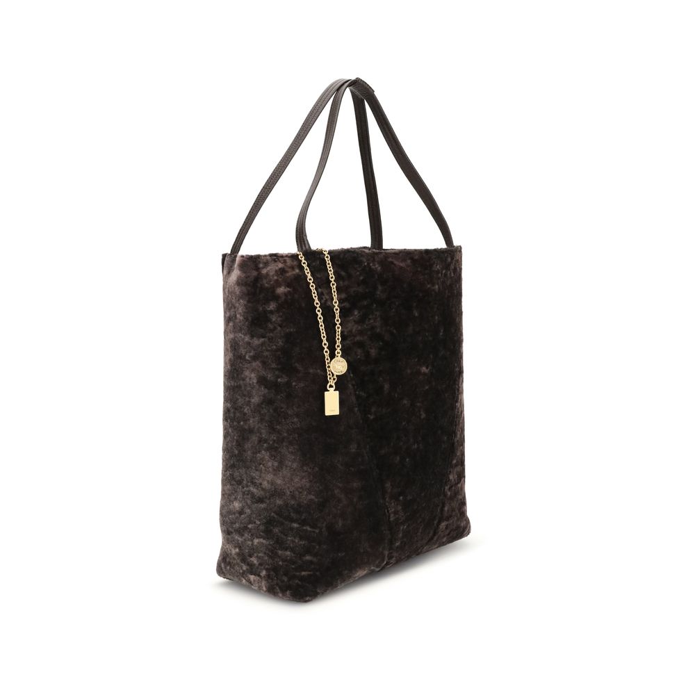 Chloé - Large Spin Tote Bag in soft shearling