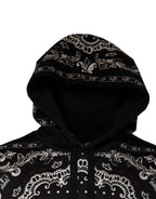 Dolce & Gabbana - Black Bandana Print Crown Logo Cotton Hoodie Sweater