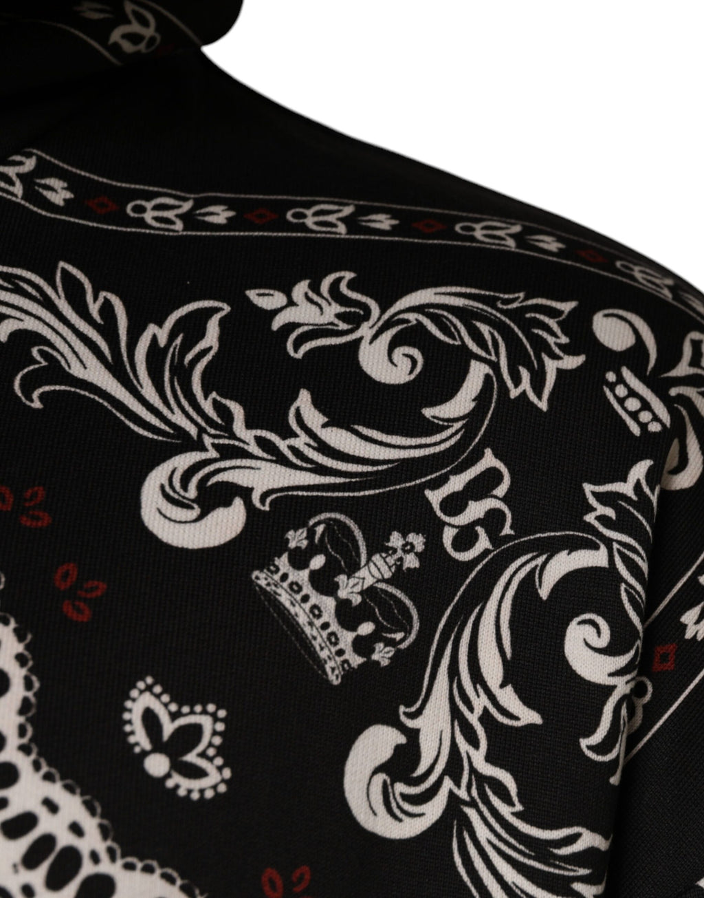 Dolce & Gabbana - Black Bandana Print Crown Logo Cotton Hoodie Sweater