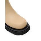Bottega Veneta – Beige Leather Lug Ankle Boots
