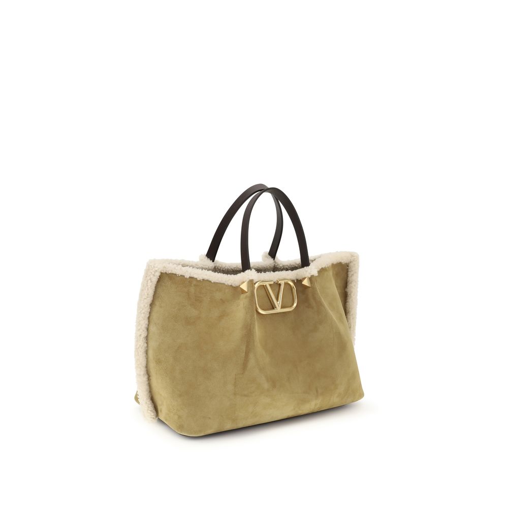 Valentino Garavani – Suede & Sheepskin Medium Tote Bag