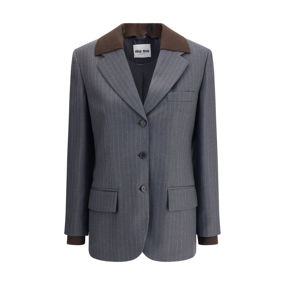 Miu Miu - Gray Fleece Wool Blazer