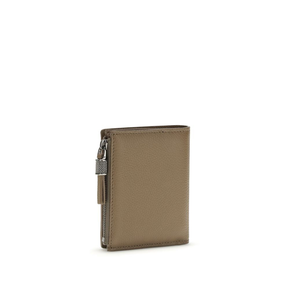Brunello Cucinelli - Beige Calf Leather Bos Taurus Wallet