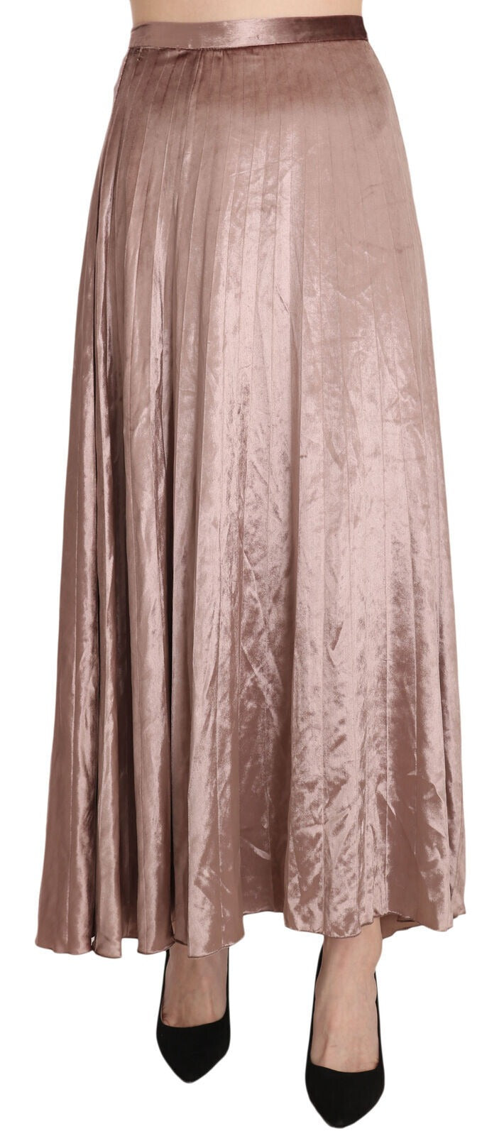 Mangano - Chocolate Viscose High Waist A-line Maxi Skirt