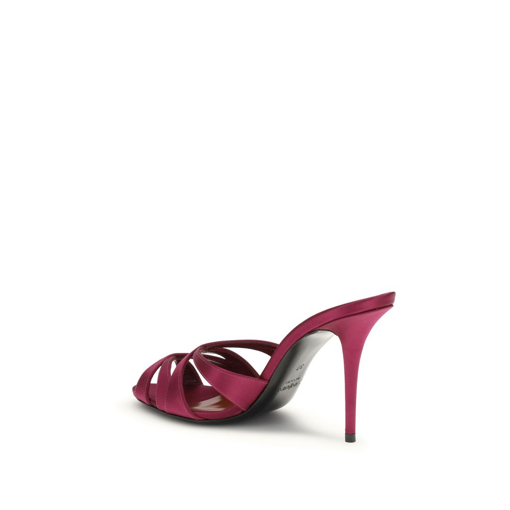 Saint Laurent - Bordeaux Silk Stiletto Heel Sandals