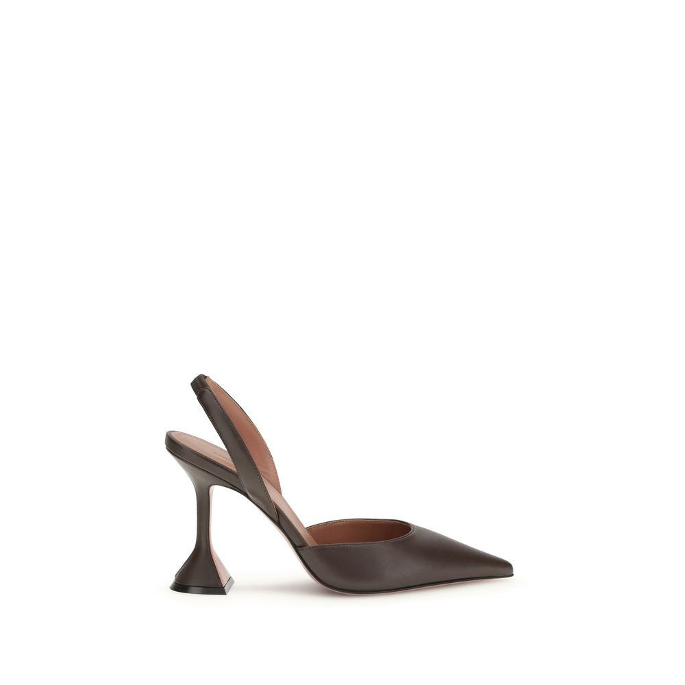Amina Muaddi - Brown Calf Leather Bos Taurus High Heel Pumps