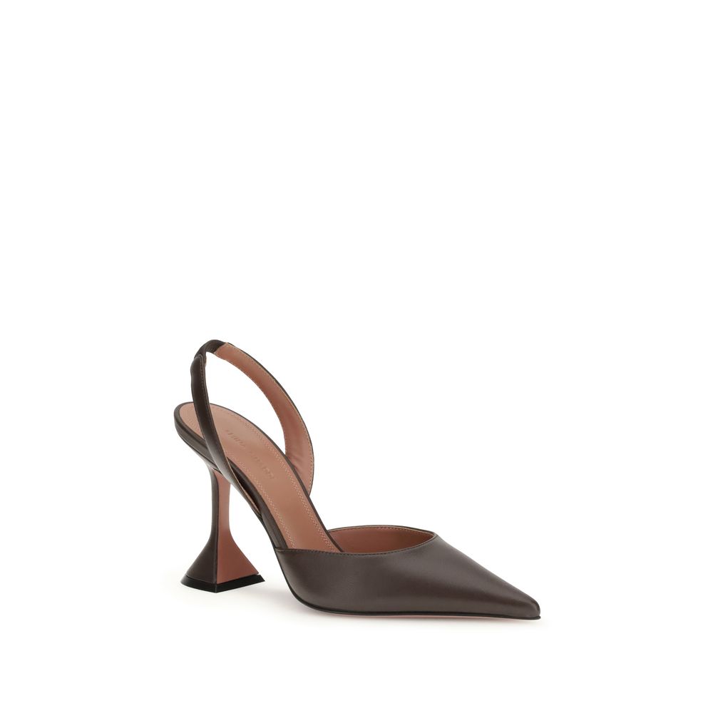 Amina Muaddi - Brown Calf Leather Bos Taurus High Heel Pumps