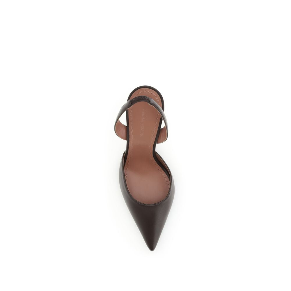 Amina Muaddi - Brown Calf Leather Bos Taurus High Heel Pumps