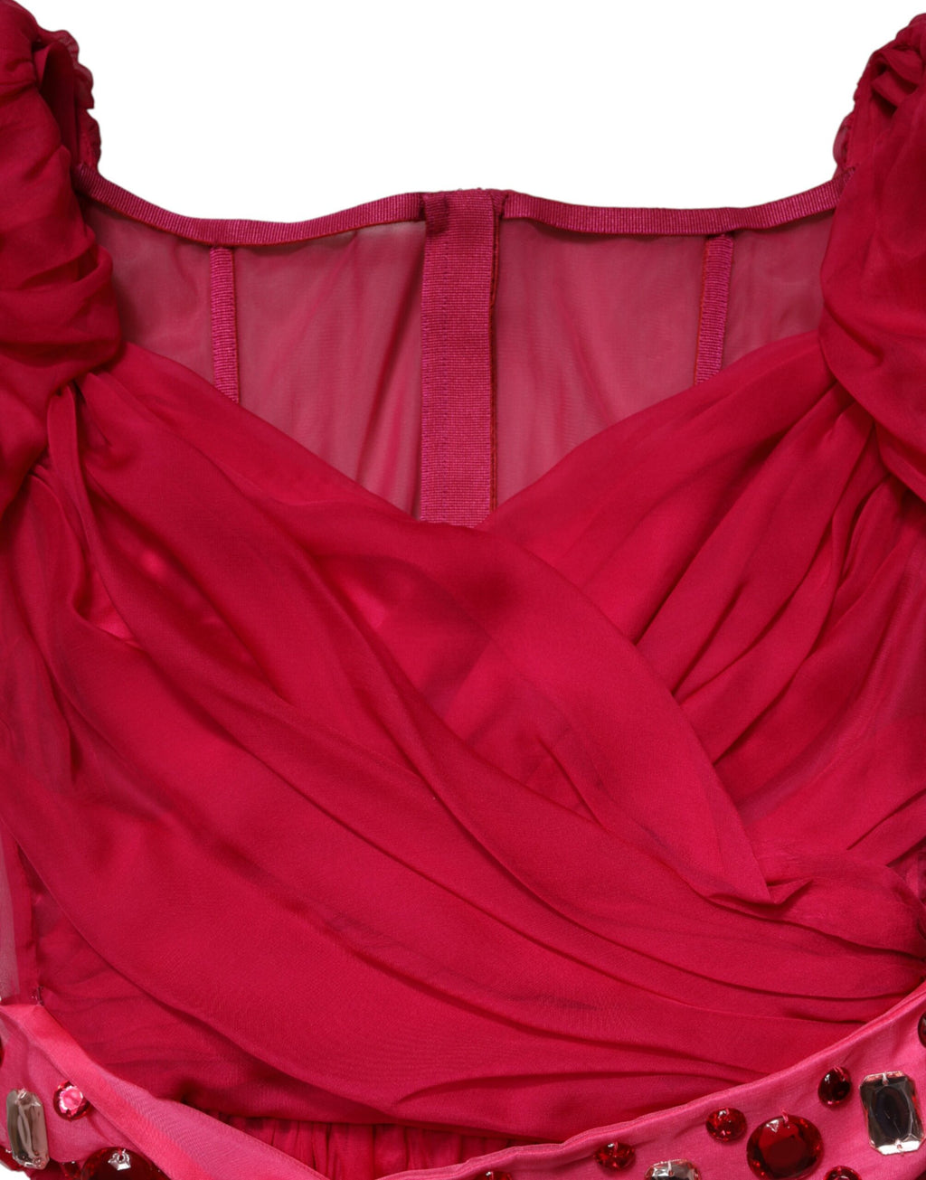 Dolce & Gabbana - Pink Silk Embellished A-line Midi Dress