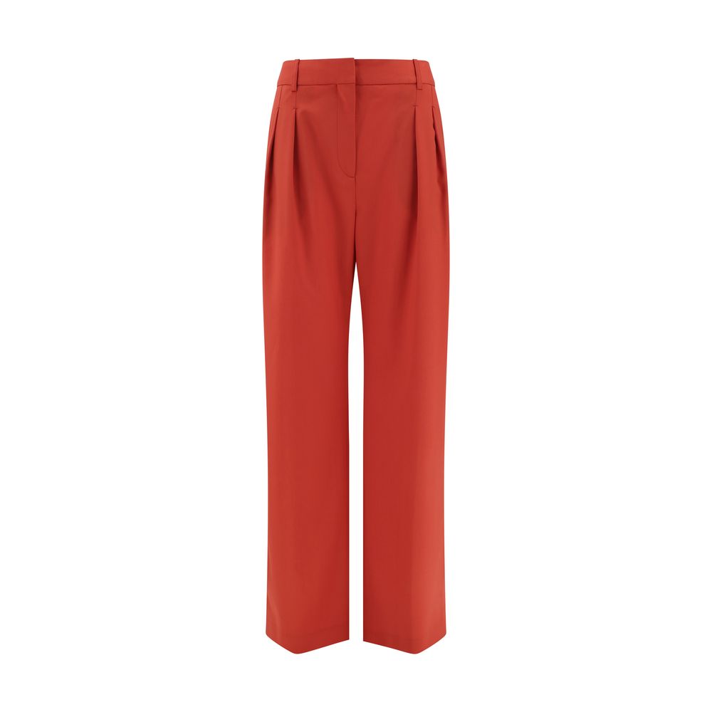 Loulou De Saison - Red Fleece Wool Flared Pants