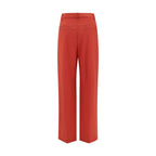 Loulou De Saison - Red Fleece Wool Flared Pants