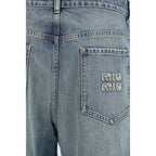 Miu Miu - Blue Cotton Straight-Leg Jeans