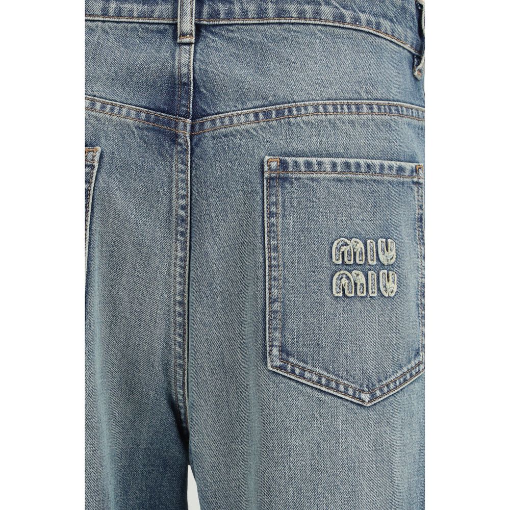 Miu Miu - Blue Cotton Straight-Leg Jeans