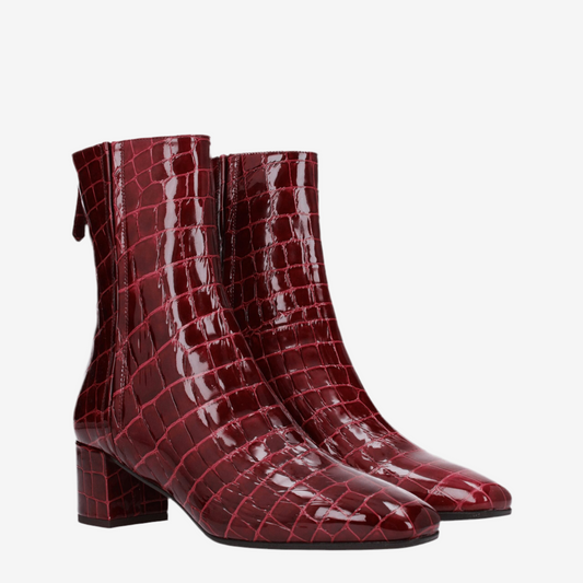 Aquazzura – Croc-Effect Red Leather Ankle Boots