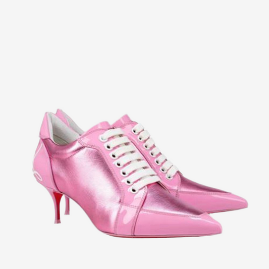 Christian Louboutin –  Pink Patent Leather Lace-Up Pumps