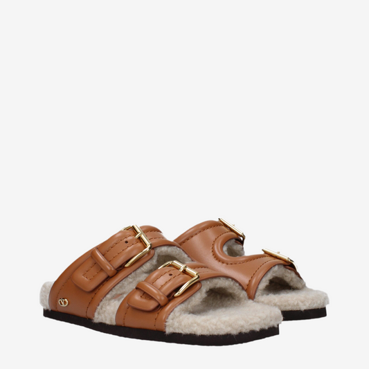 Valentino Garavani – Brown Leather Slippers